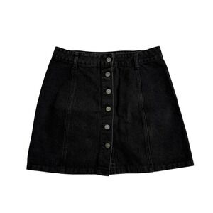 NWT black denim button up mini skirt Forever 21 womens large jean grunge indie